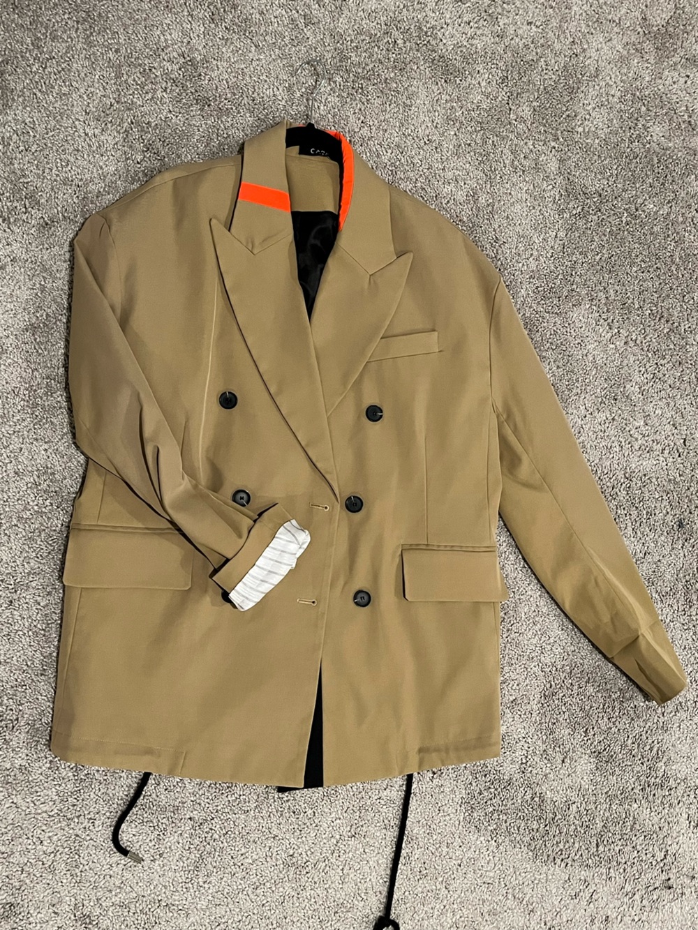 Women’s Double-Breasted Tan Blazer Coat